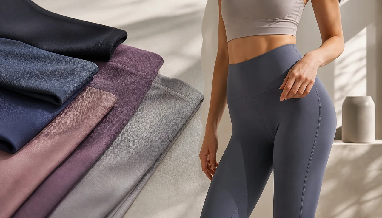 Yoga leggings under movement for fabric coverage assessment