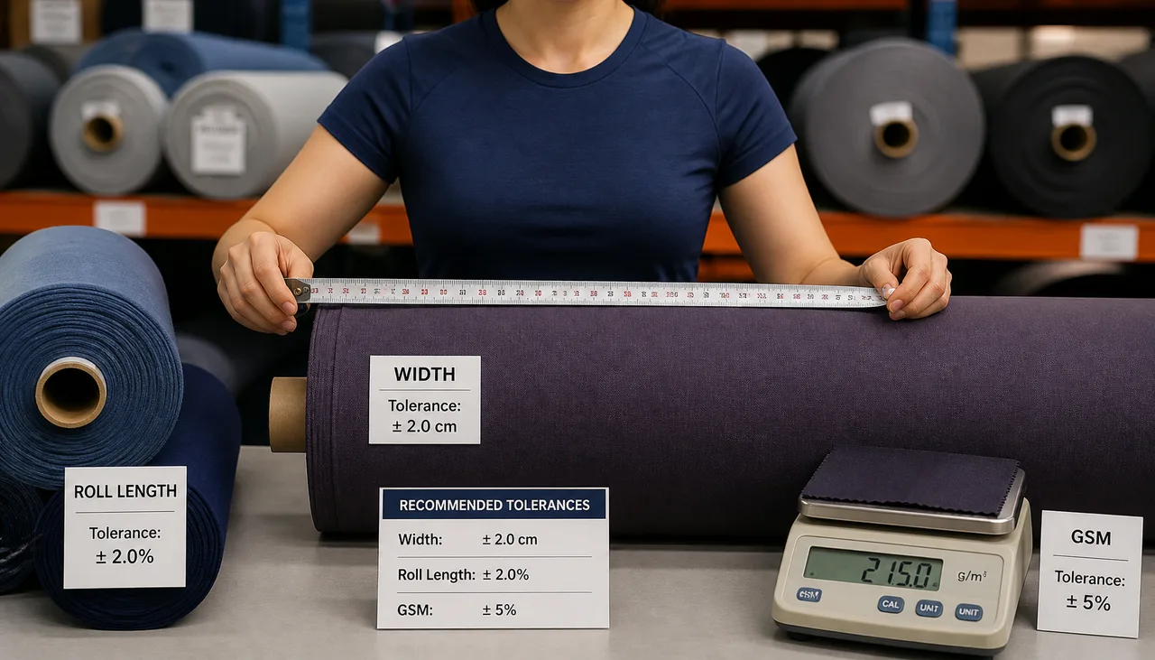 Illustration: Quality-control measurements recorded for an activewear fabric roll