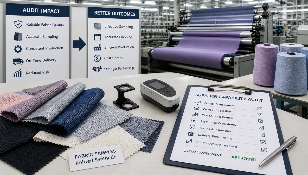 Fabric development sample and production records reviewed before scale-up