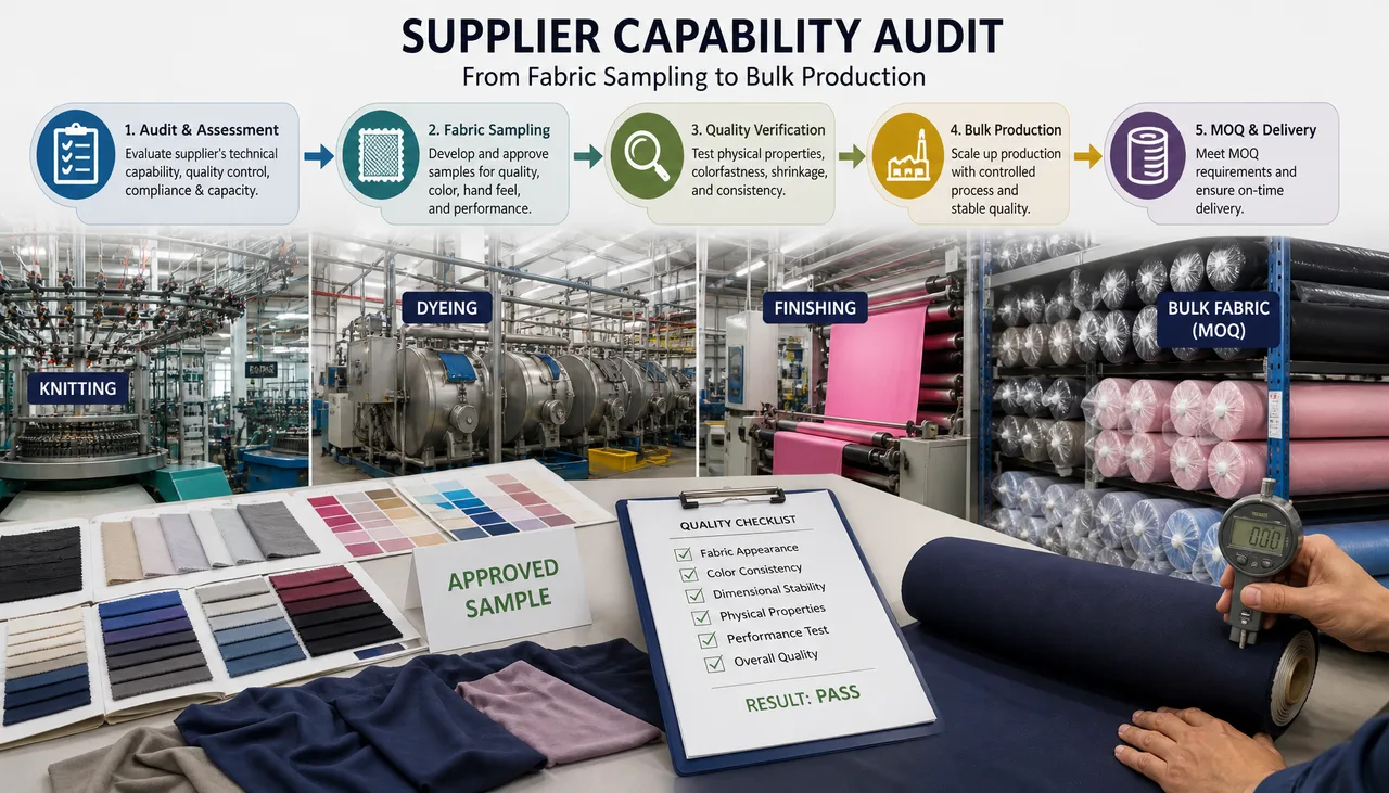 Fabric supplier production area reviewed during a capability audit