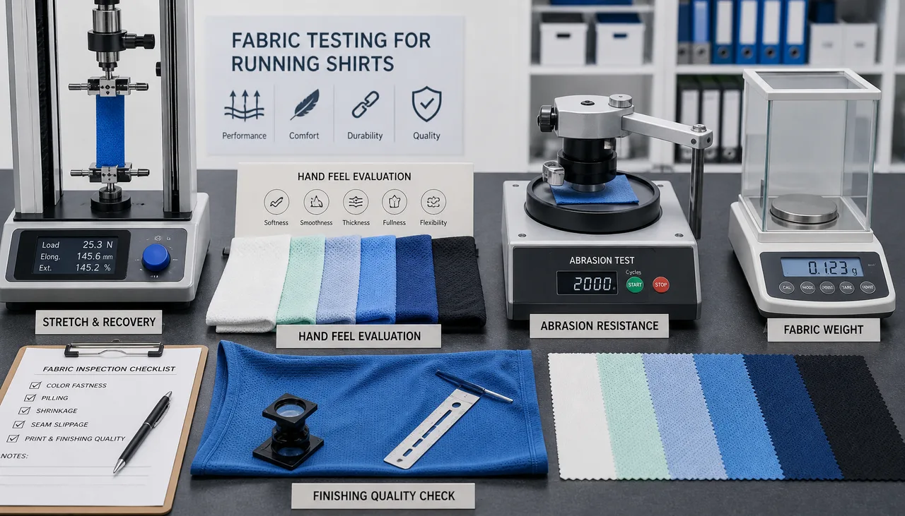Illustration: Running-shirt knit assessed for dimensional and moisture performance