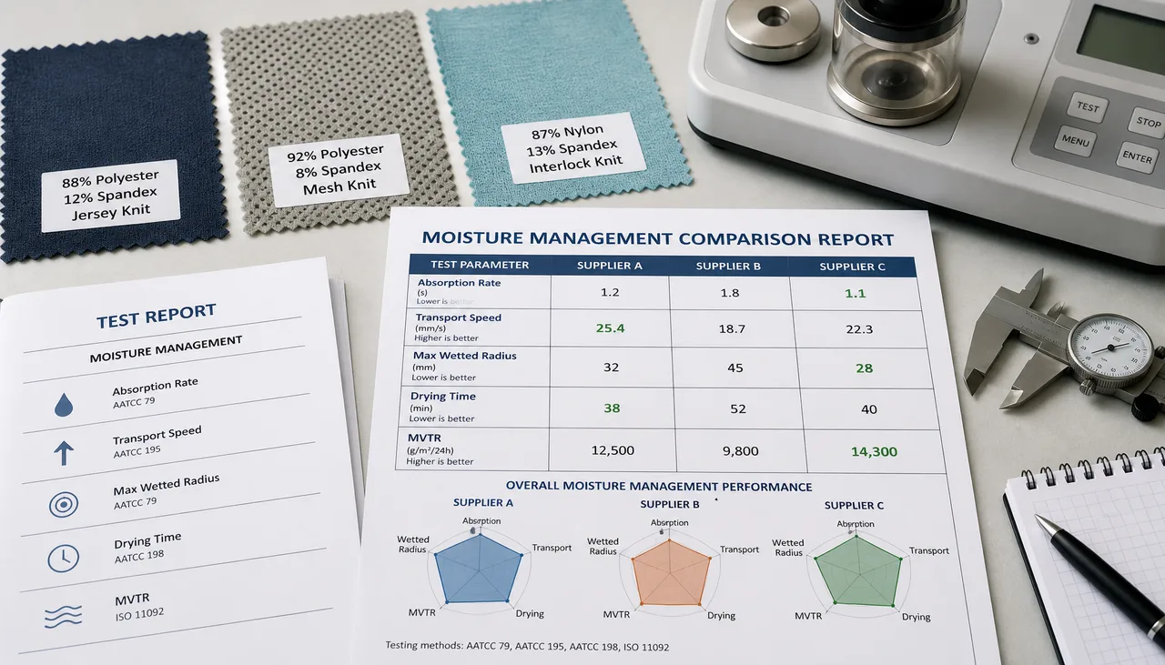 Activewear fabric sample prepared for moisture-management testing