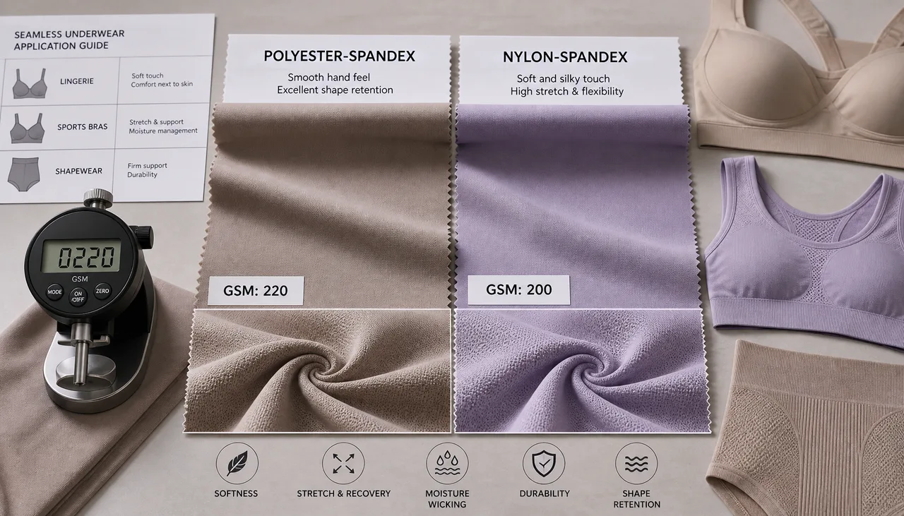 Stretch material options for seamless underwear development