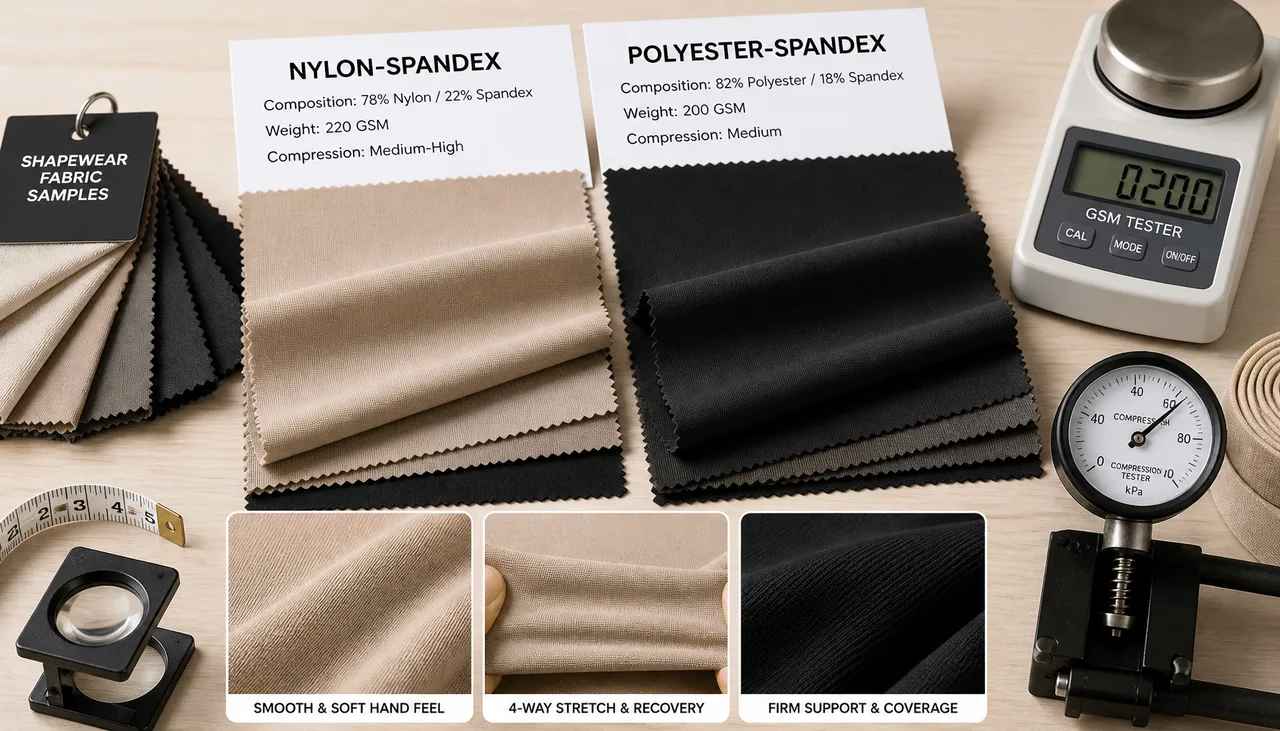 Shapewear fabric being evaluated for force and recovery