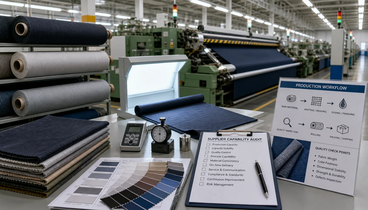 Illustration: Quality records and fabric samples examined during a supplier audit