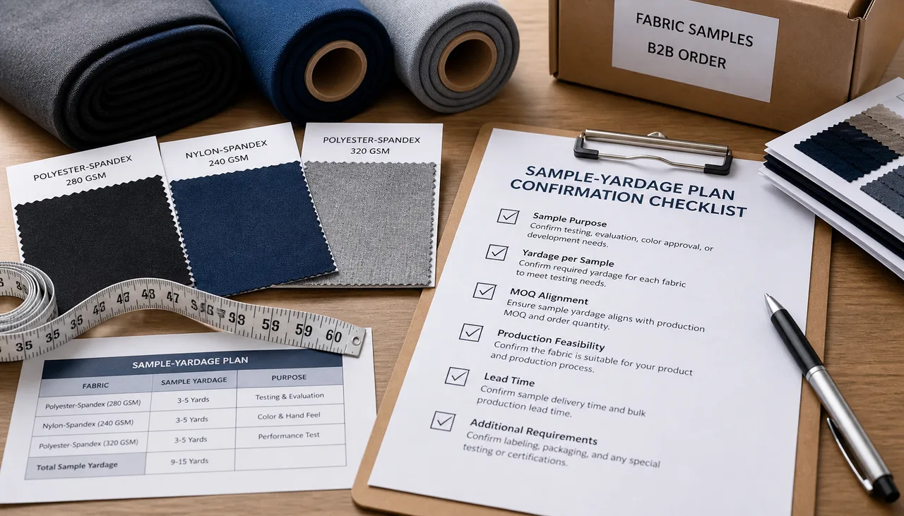 Fabric sample yardage prepared for buyer evaluation
