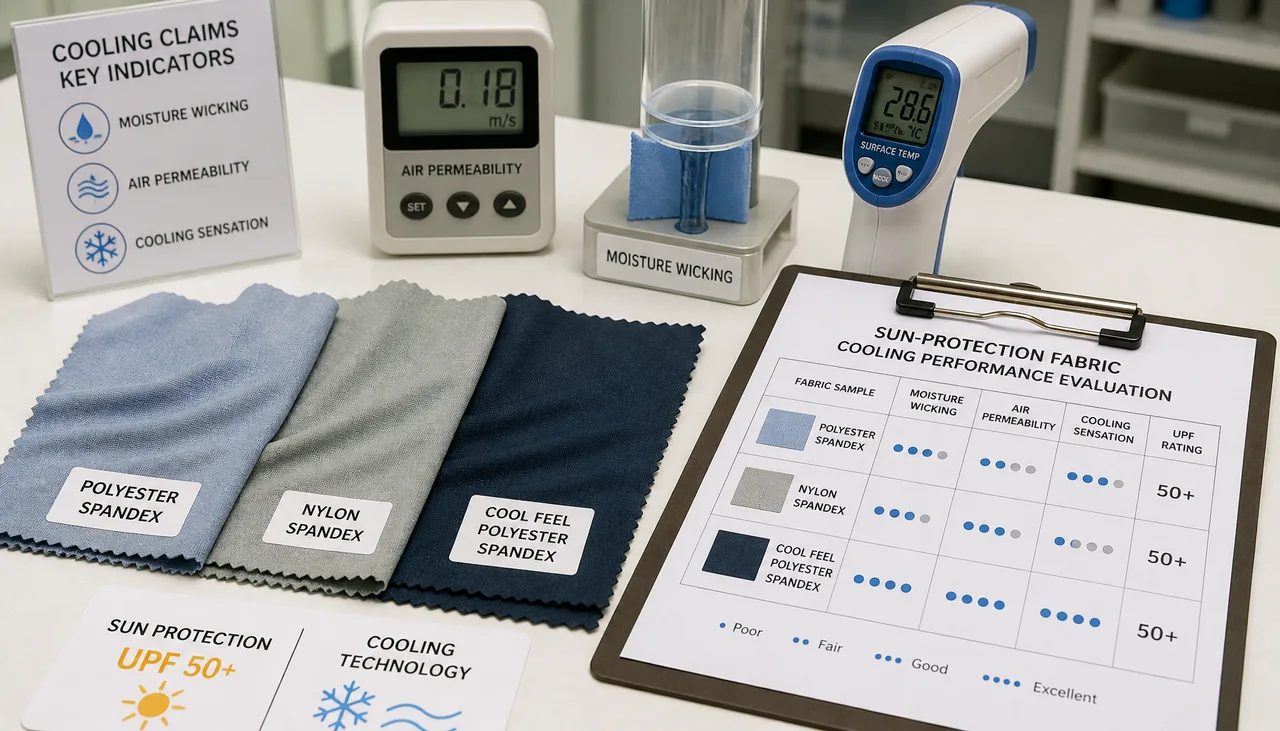 Cooling sun-protection fabric sample reference