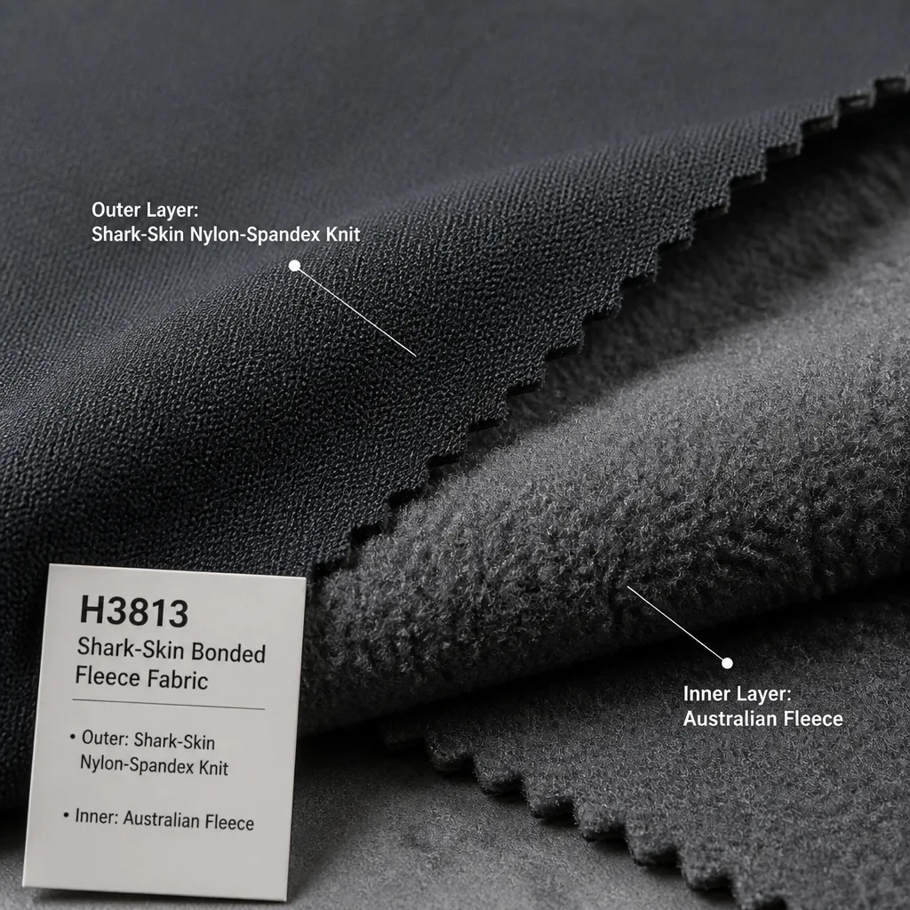 Close view of H3813 bonded fleece fabric