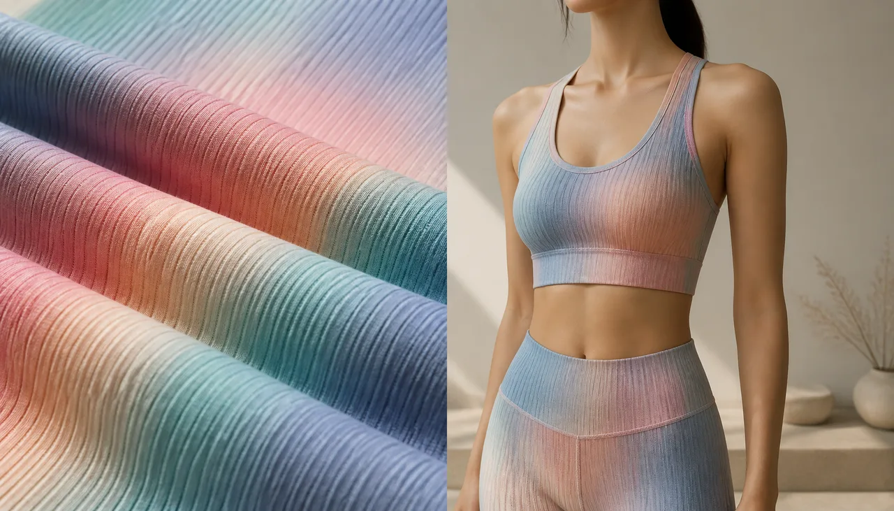 Gradient rib fabric application reference for women’s activewear