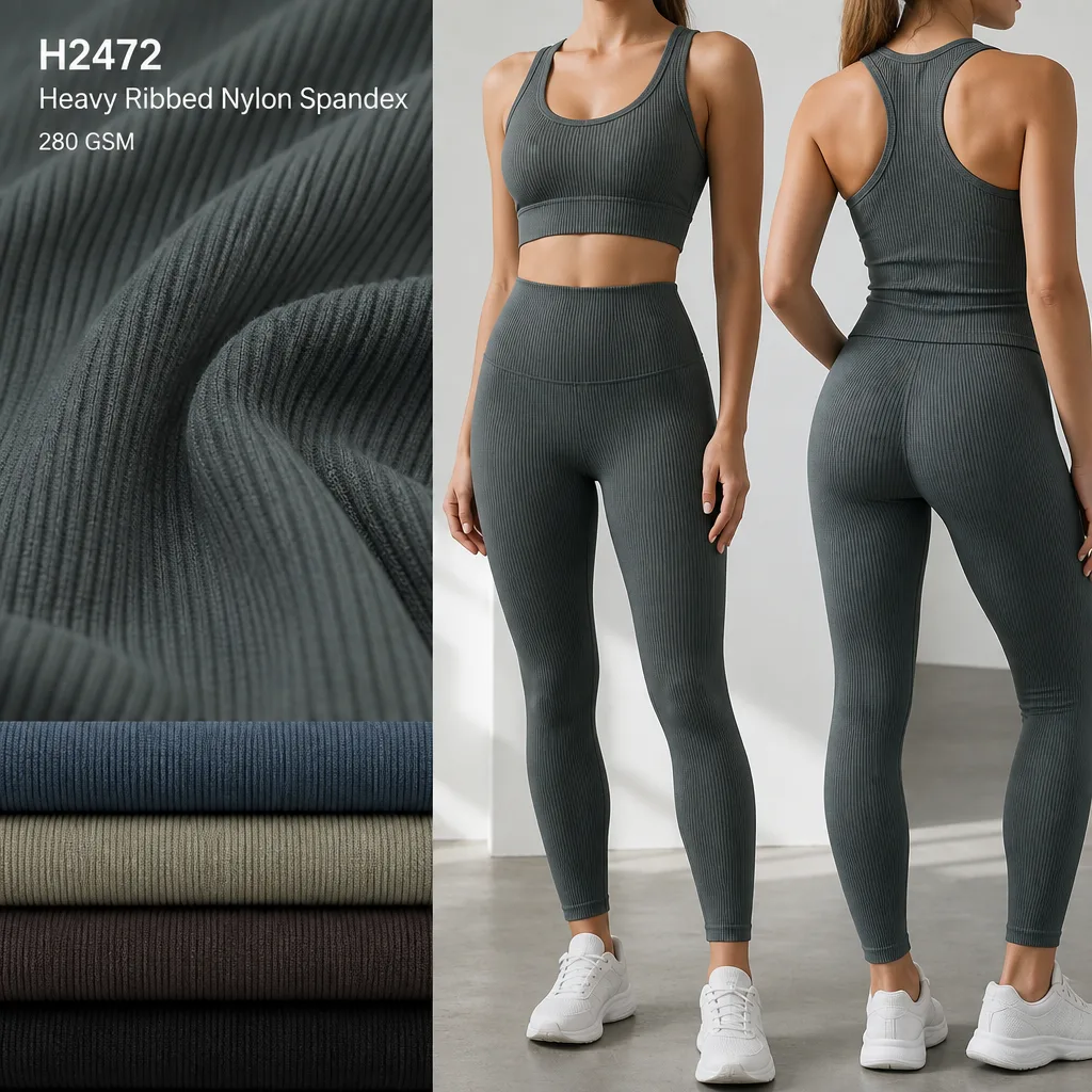 H2472 ribbed fabric shown in an activewear application