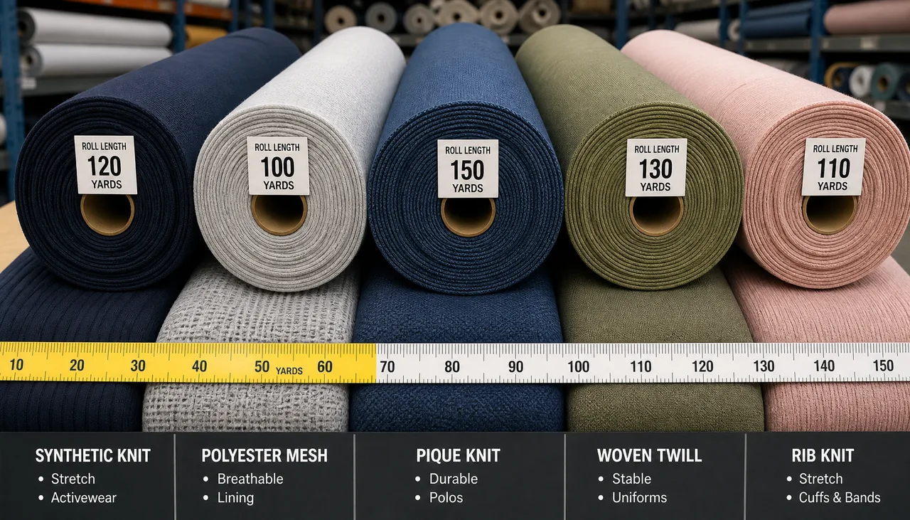 Illustration: Fabric roll tickets checked for length, shade lot and usable quantity