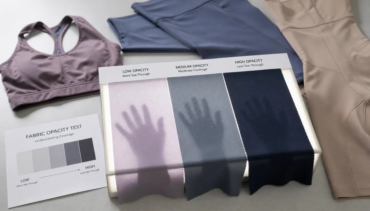 Activewear fabric sample prepared for opacity evaluation