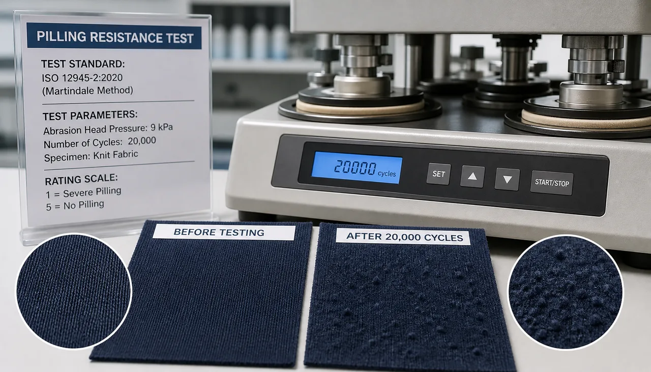 Illustration: Knitted fabric specimens prepared for laboratory pilling-resistance testing