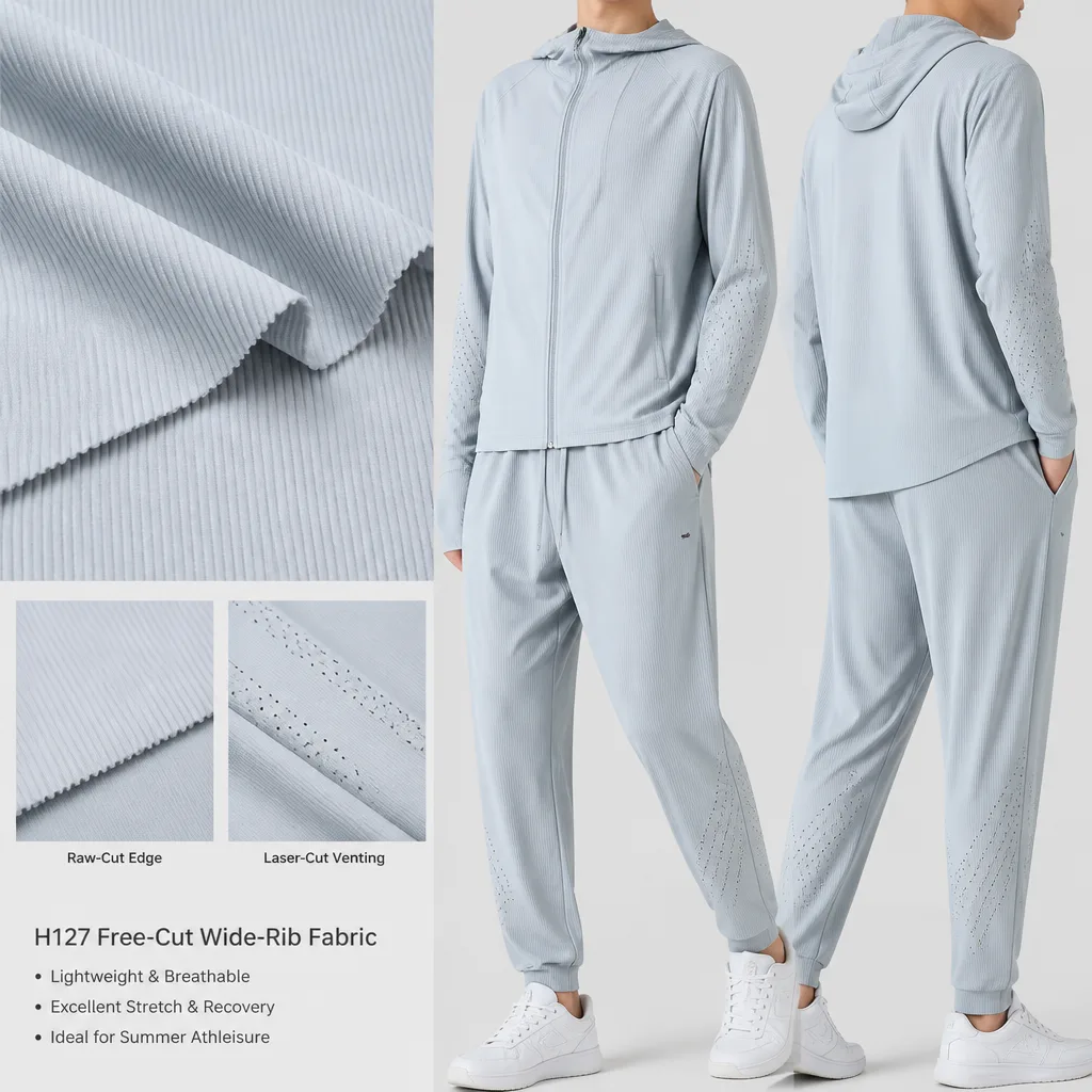 H127 fabric reference for raw-edge and garment sampling