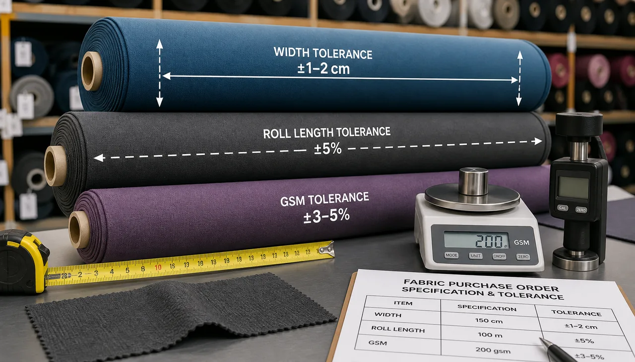 Illustration: Fabric roll specification reviewed for width, length and GSM tolerances
