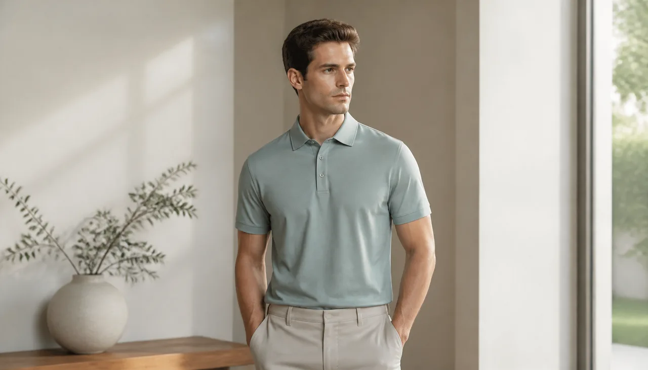 Cooling twill fabric application reference for polos and trousers