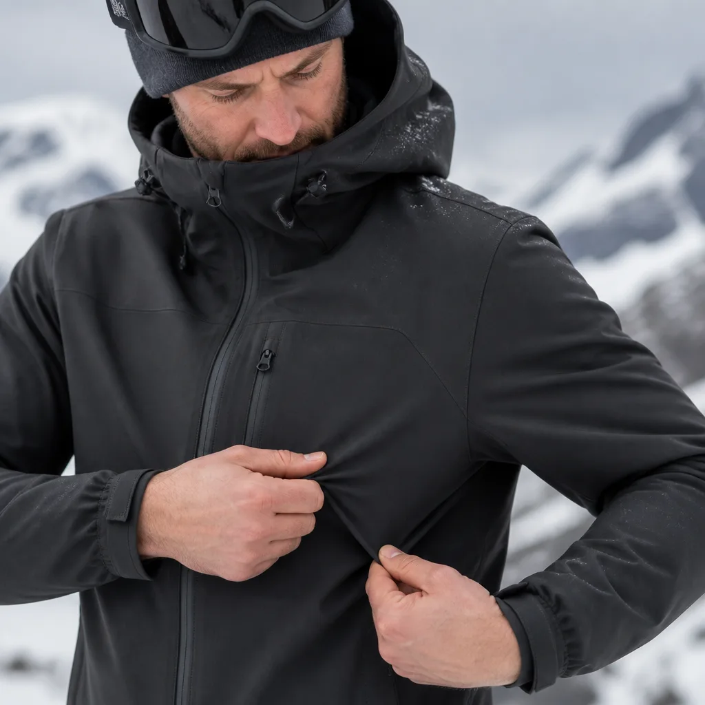 H3813 bonded fleece shown in a winter activewear application