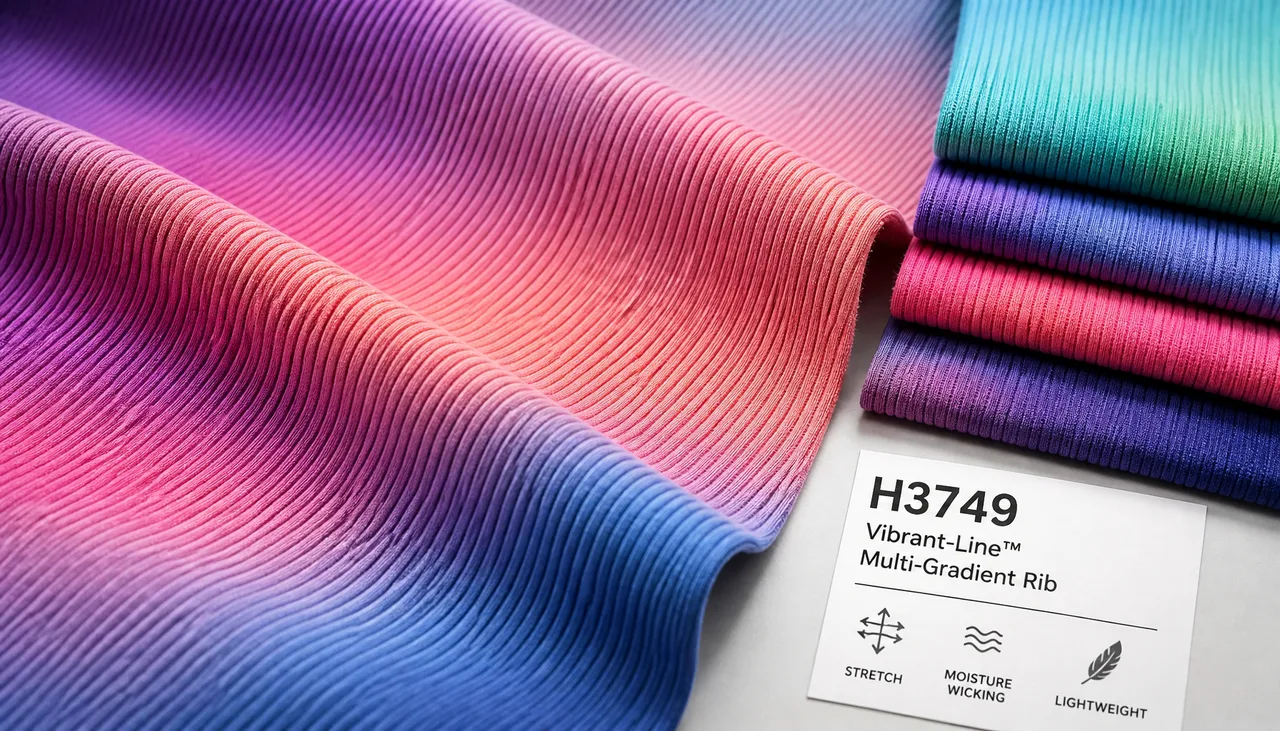 Multi-gradient rib fabric reference for training wear