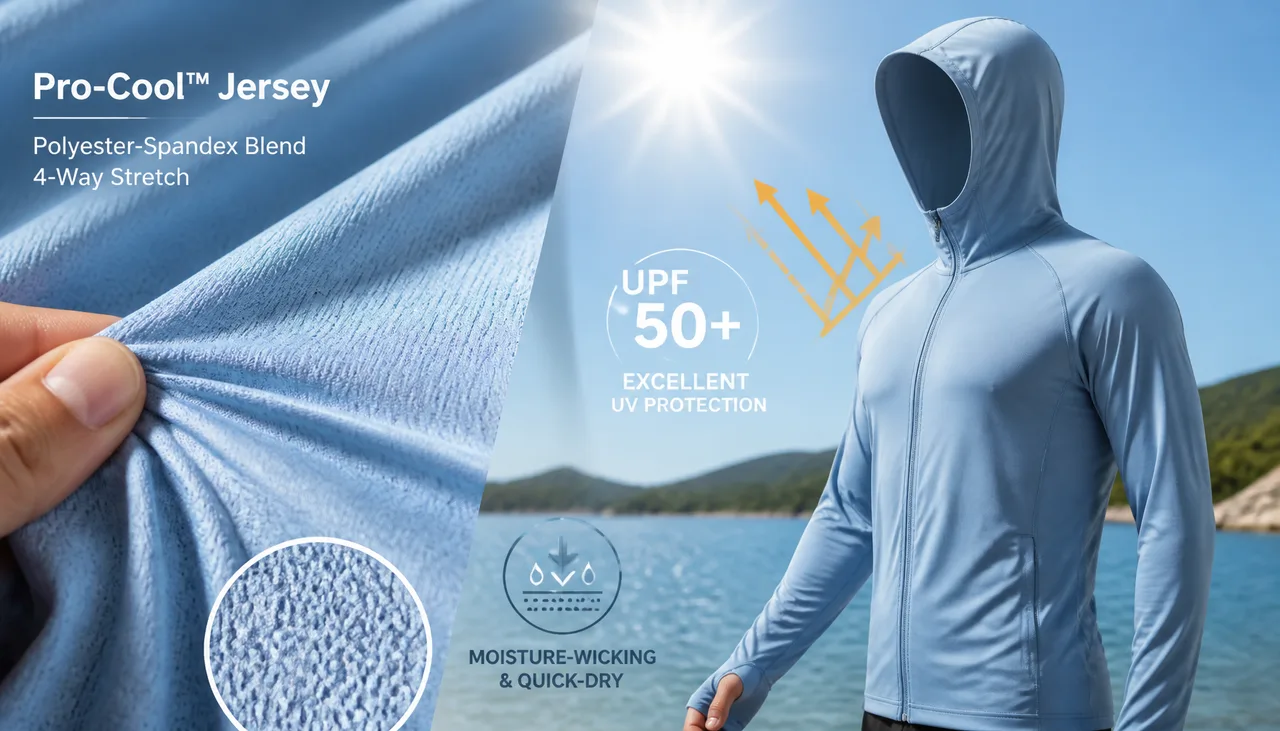 Jersey fabric reference for structured sun-protective apparel